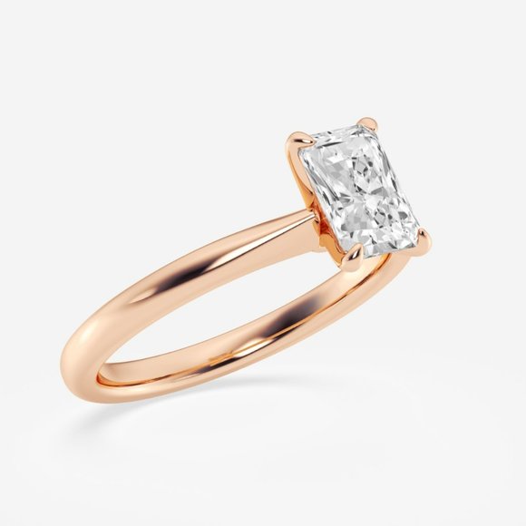 1 ctw Radiant Lab Grown Diamond Petite Solitaire Engagement Ring - Picture 6 of 6
